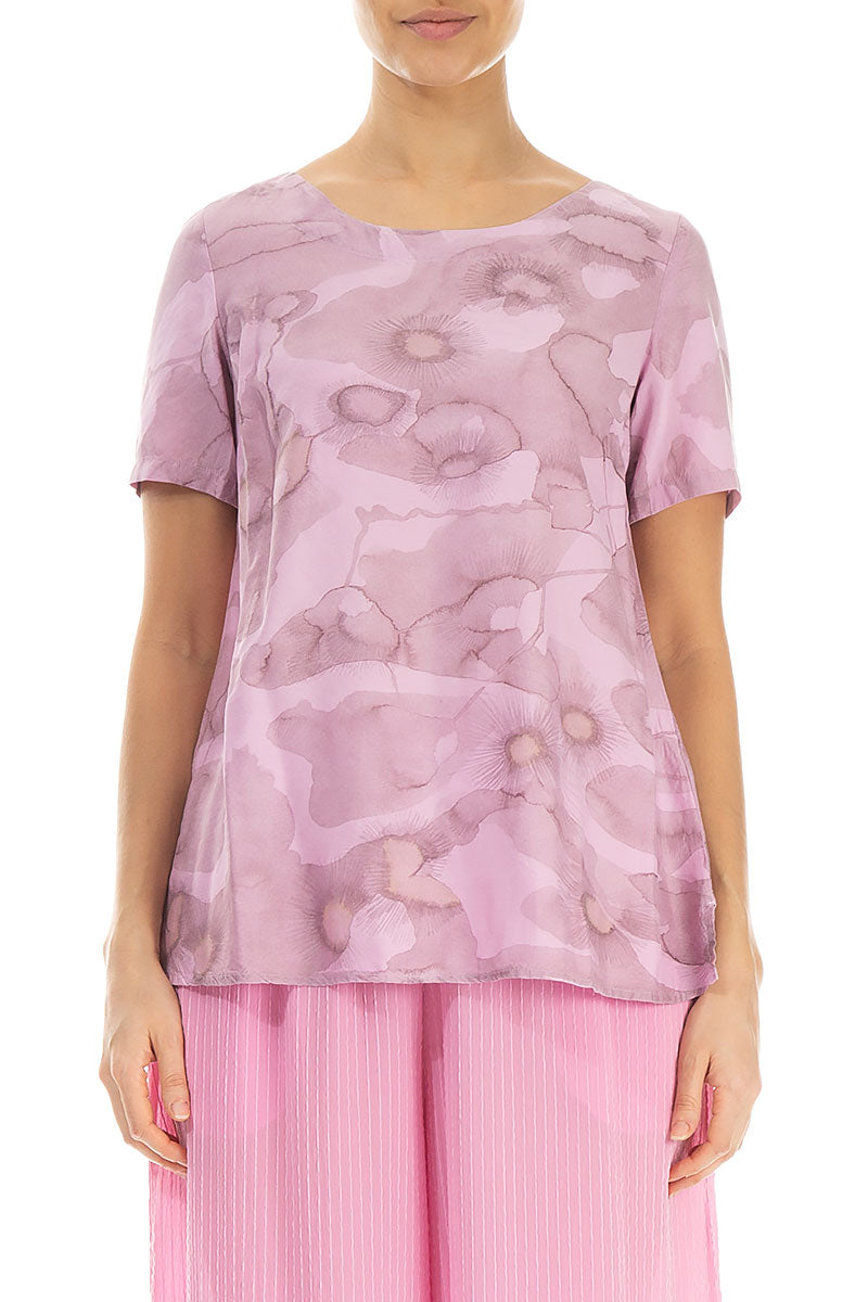Short Sleeves Camomile Taffy Pink Silk Bamboo Top
