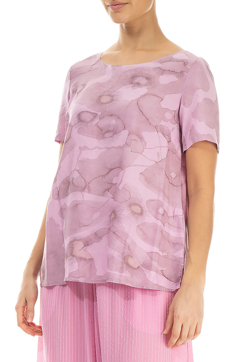 Short Sleeves Camomile Taffy Pink Silk Bamboo Top