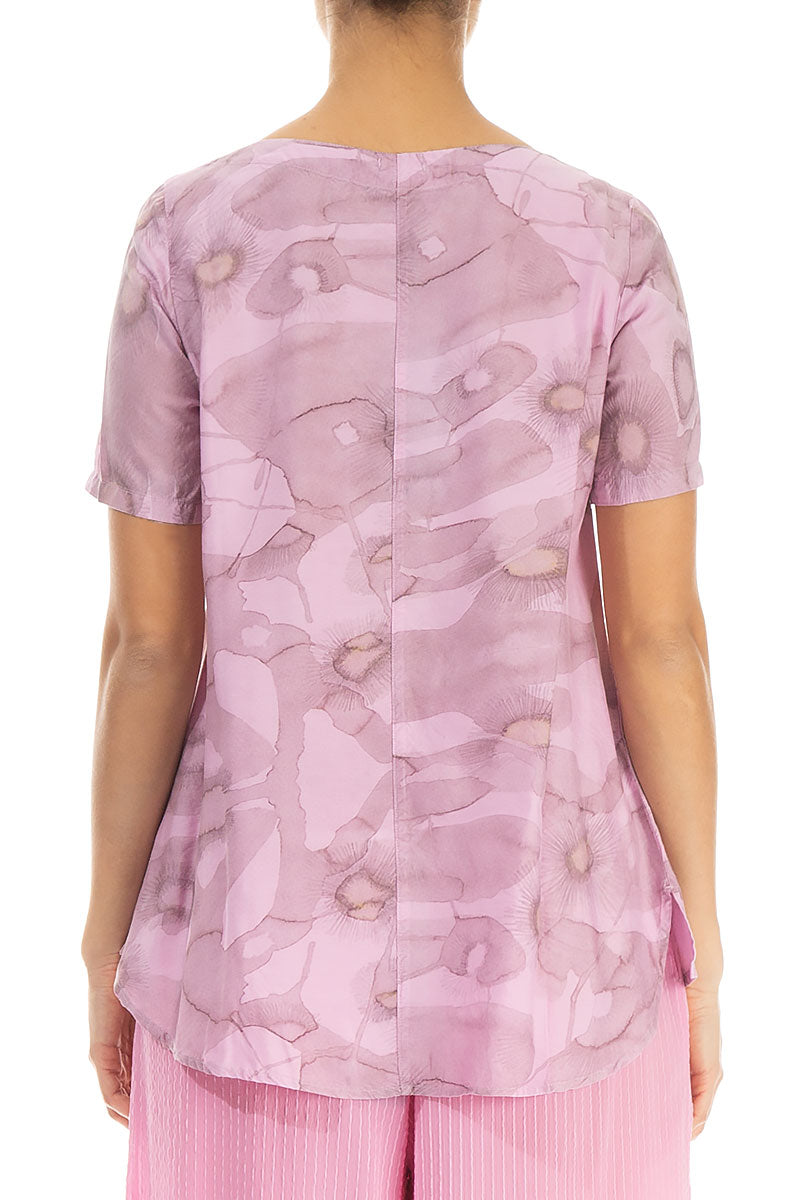 Short Sleeves Camomile Taffy Pink Silk Bamboo Top