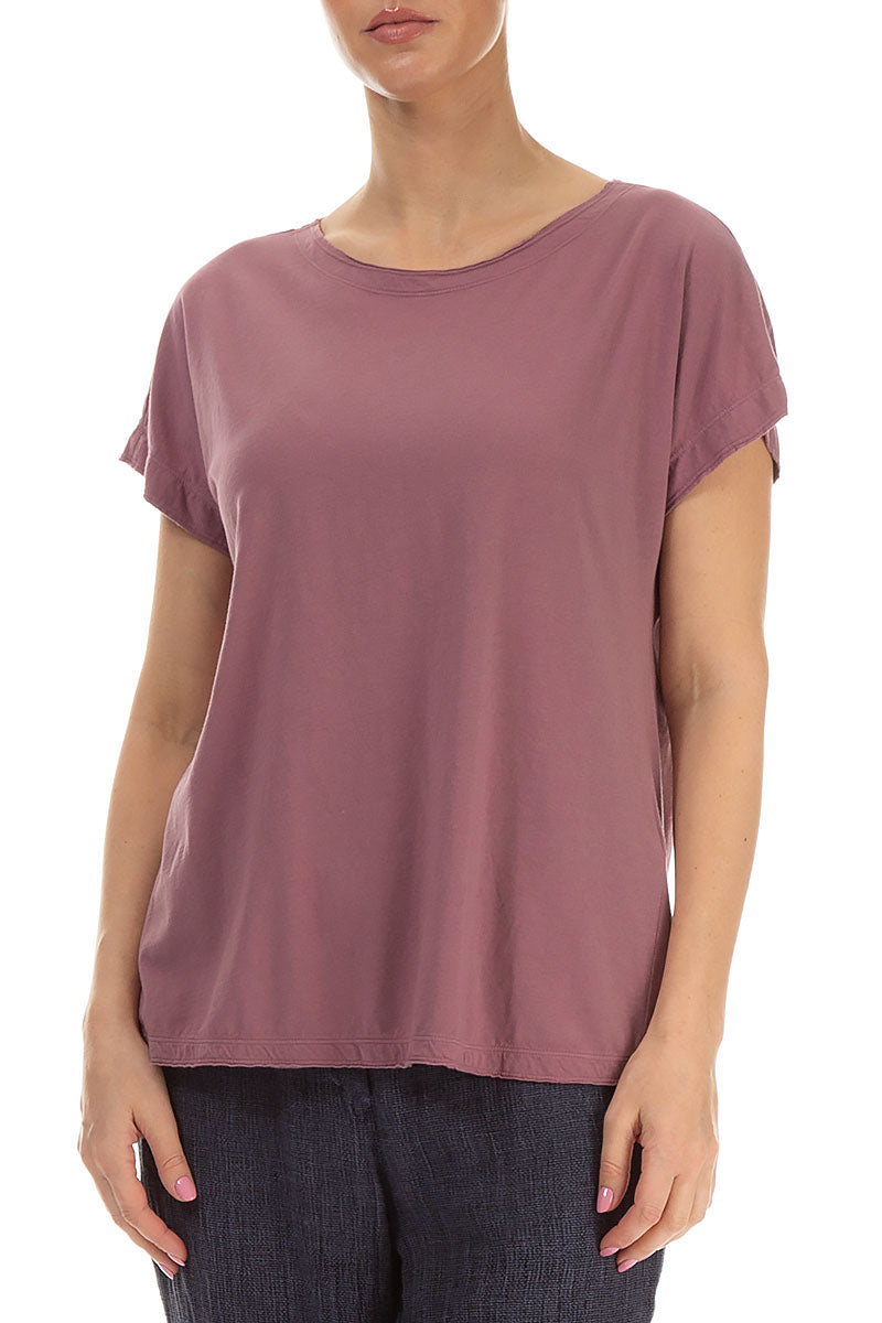 Short Sleeves Mauve Taupe Cotton Top
