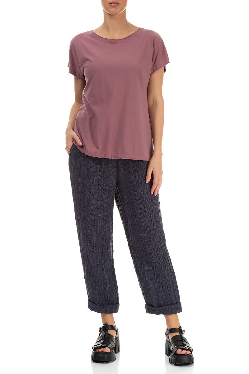 Short Sleeves Mauve Taupe Cotton Top
