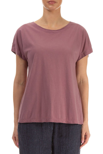 Short Sleeves Mauve Taupe Cotton Top