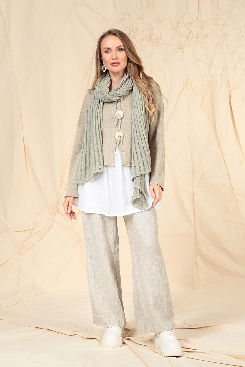 Short Sleeves White Gauze Linen Top