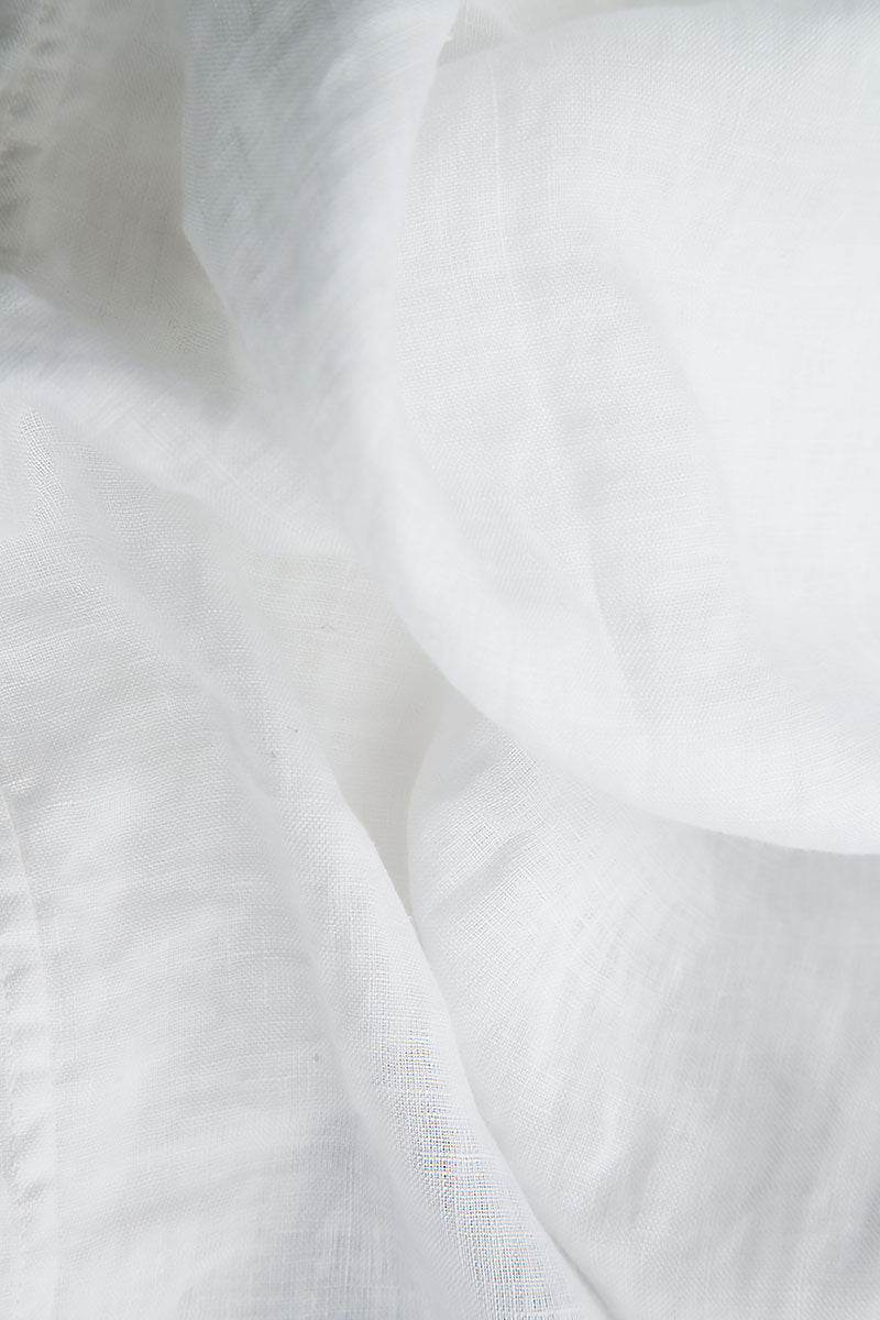 Short Sleeves White Gauze Linen Top