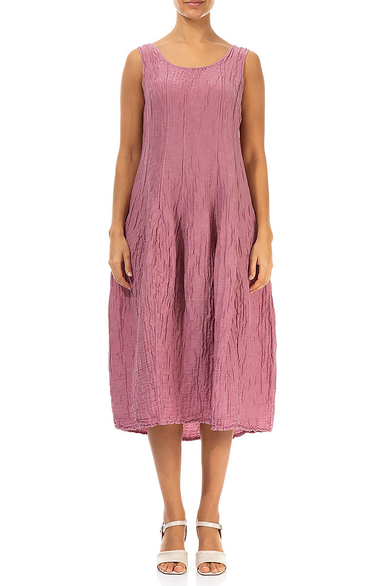 Sleeveless Balloon Crinkled Mauve Taupe Silk Linen Dress 1