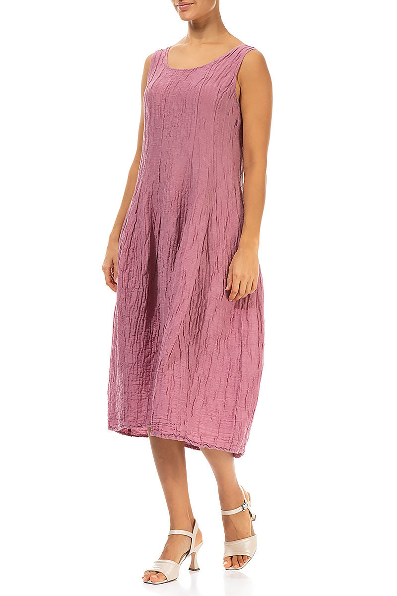 Sleeveless Balloon Crinkled Mauve Taupe Silk Linen Dress 3