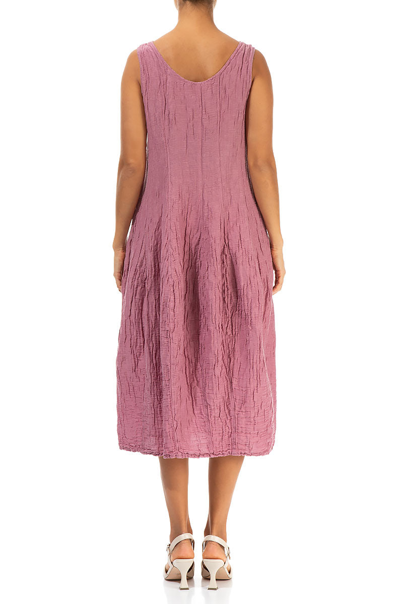 Sleeveless Balloon Crinkled Mauve Taupe Silk Linen Dress 2