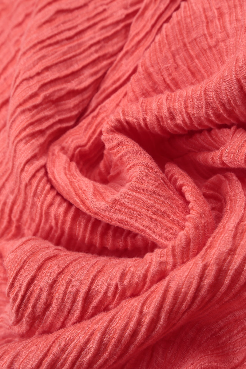 Sleeveless Crinkled Living Coral Silk Dress