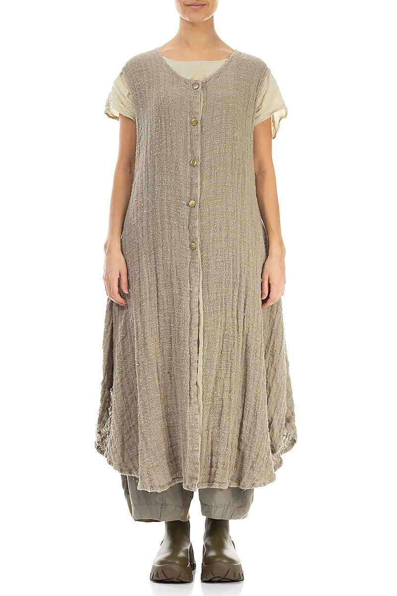 Sleeveless Laurel Green Handwoven Linen Vest