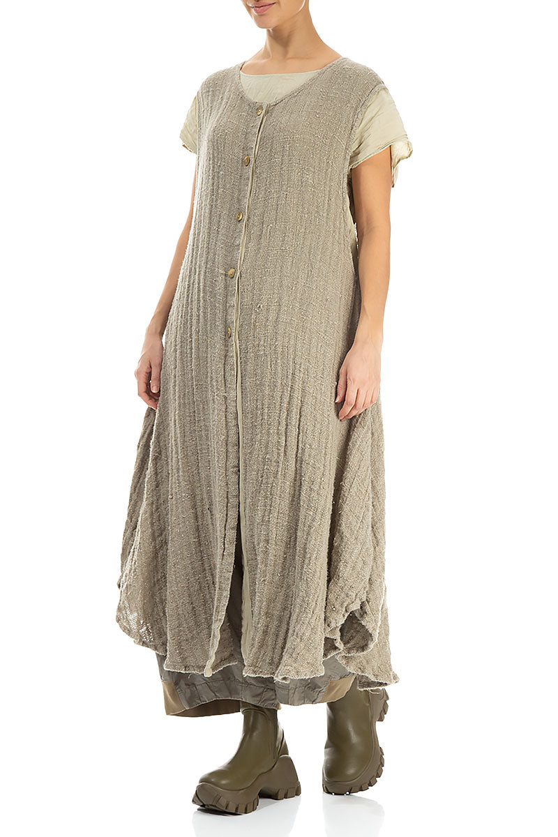 Sleeveless Laurel Green Handwoven Linen Vest