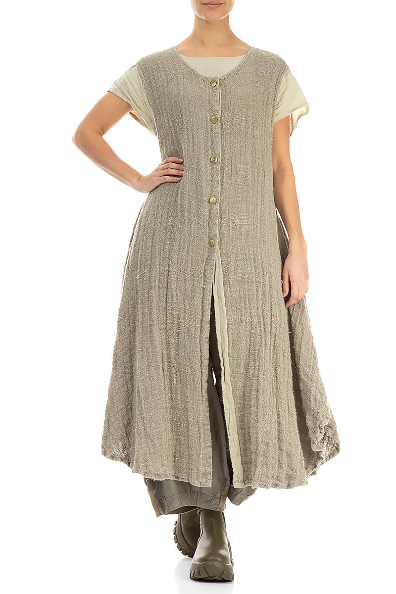 Sleeveless Laurel Green Handwoven Linen Vest