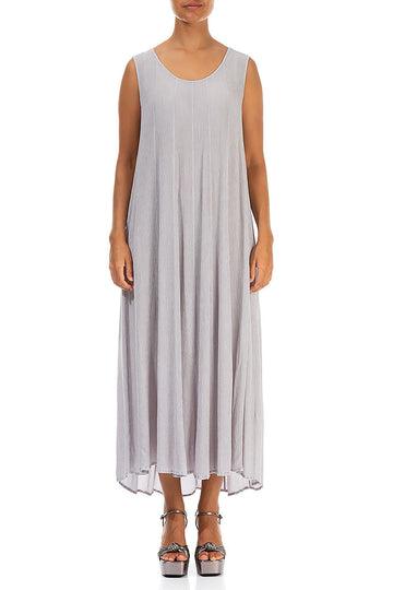 Sleeveless Lilac Grey Silk Viscose Dress
