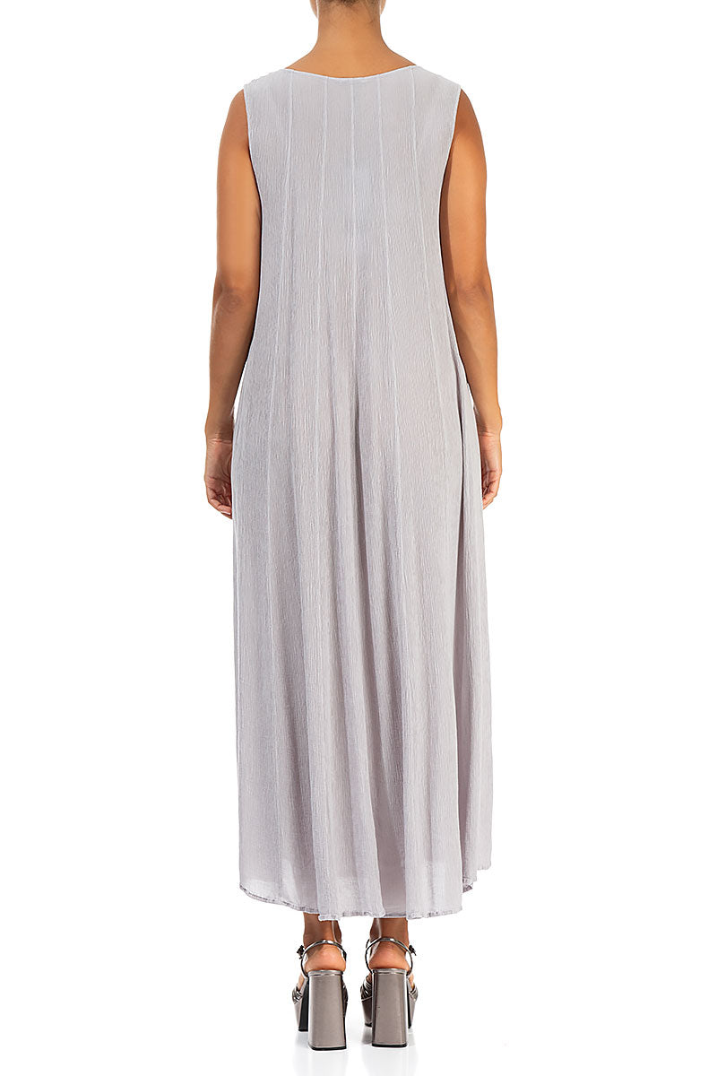 Sleeveless Lilac Grey Silk Viscose Dress