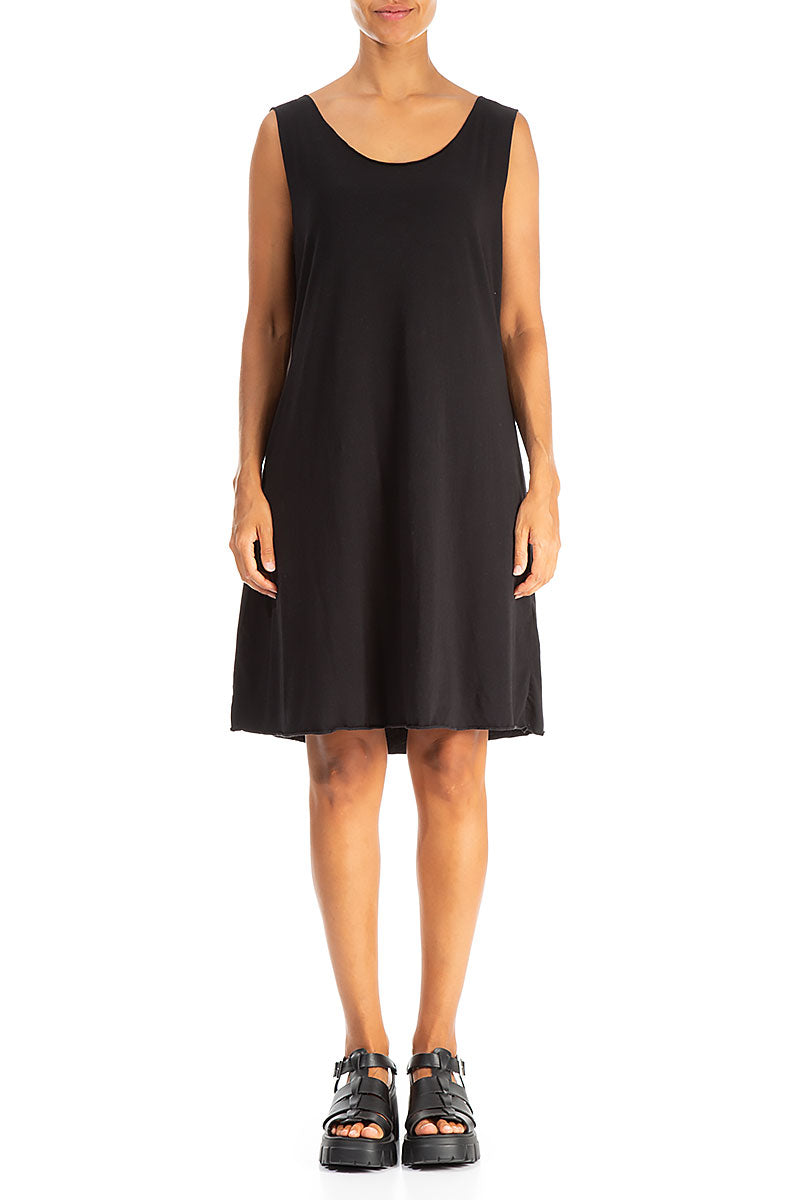 Sleeveless Mini Black Cotton Dress
