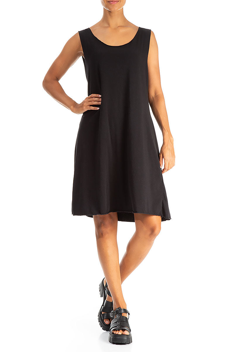 Sleeveless Mini Black Cotton Dress