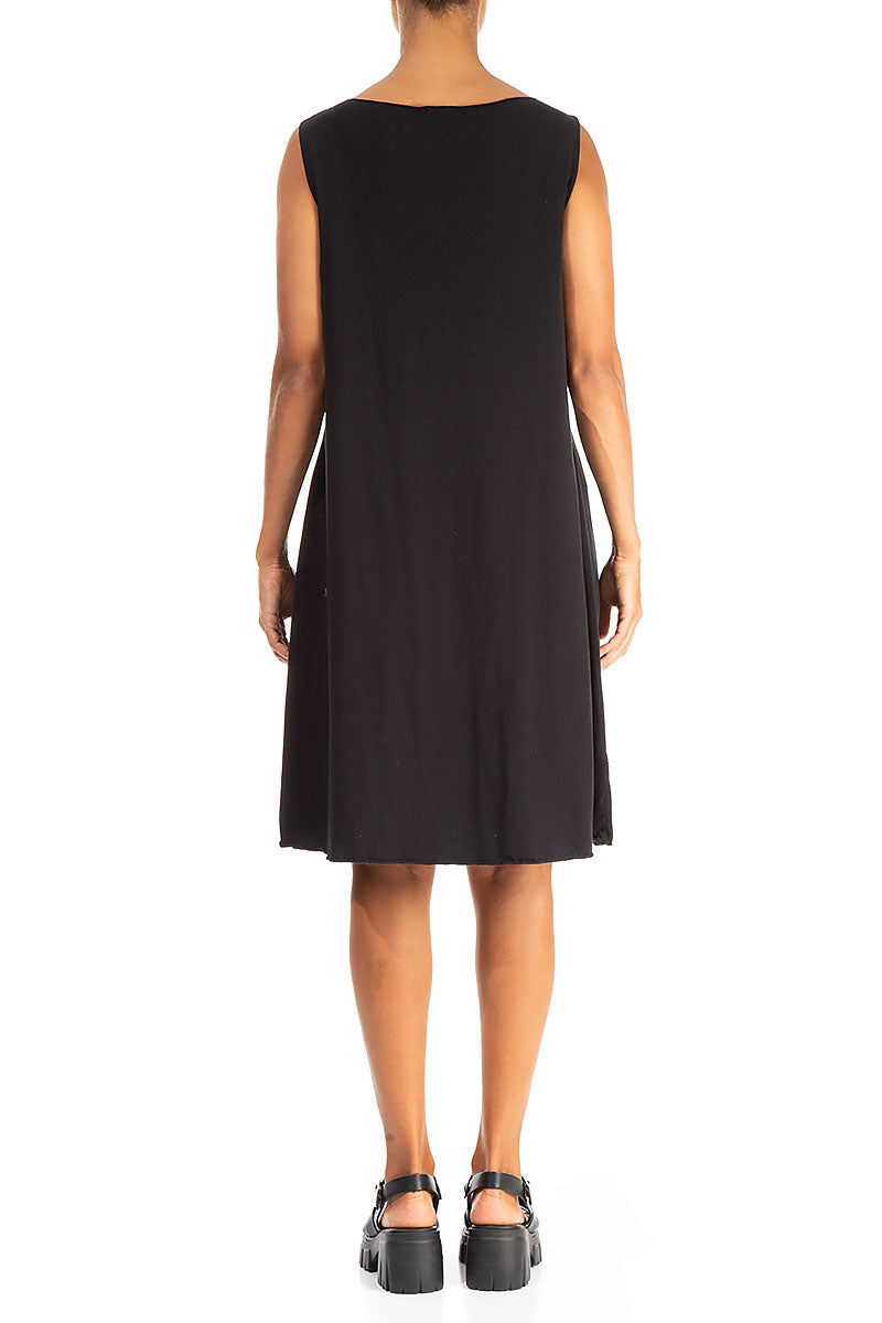 Sleeveless Mini Black Cotton Dress