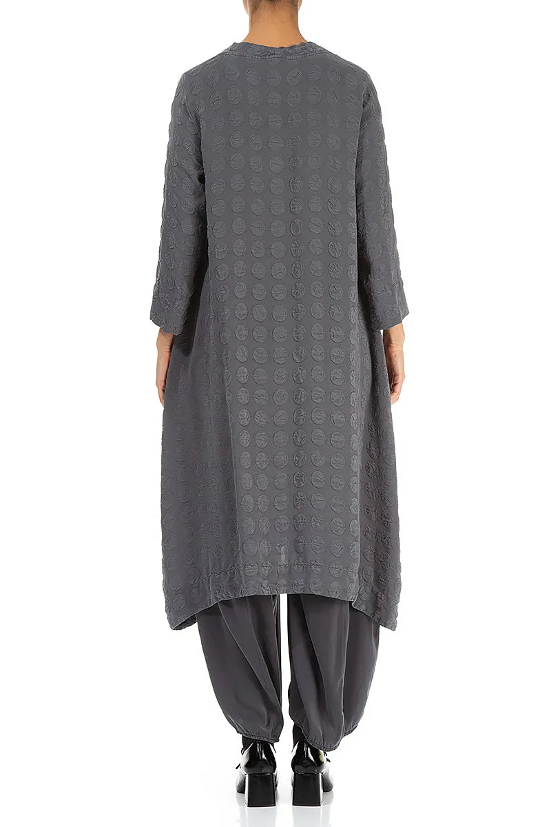 Square Neck Bubble Grey Silver Silk Dress 2