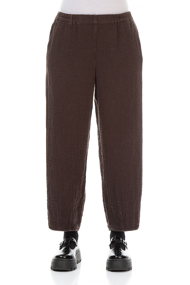 Straight Pepper Brown Heavy Linen Trousers