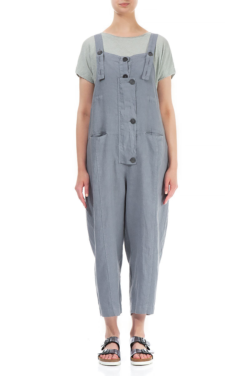 Strappy Storm Grey Linen Jumpsuit