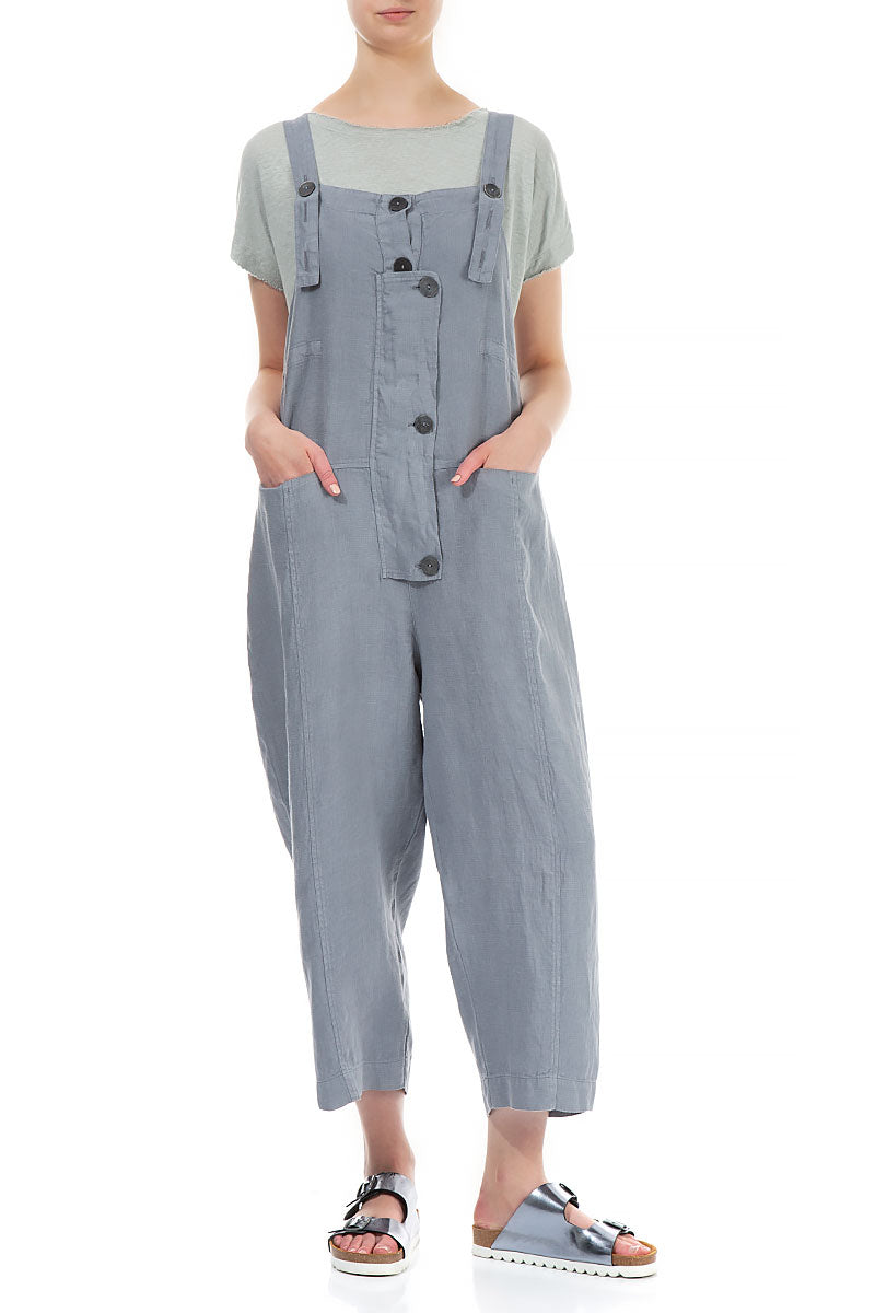 Strappy Storm Grey Linen Jumpsuit