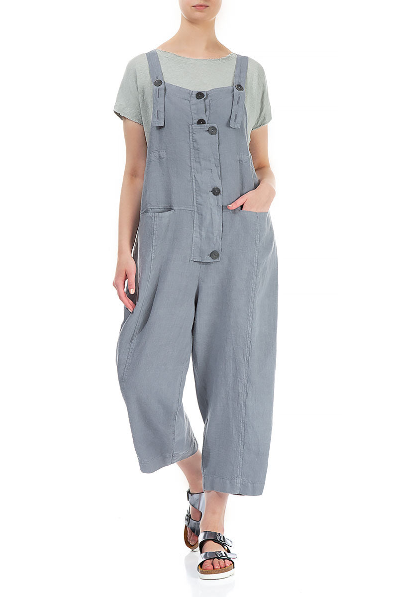 Strappy Storm Grey Linen Jumpsuit