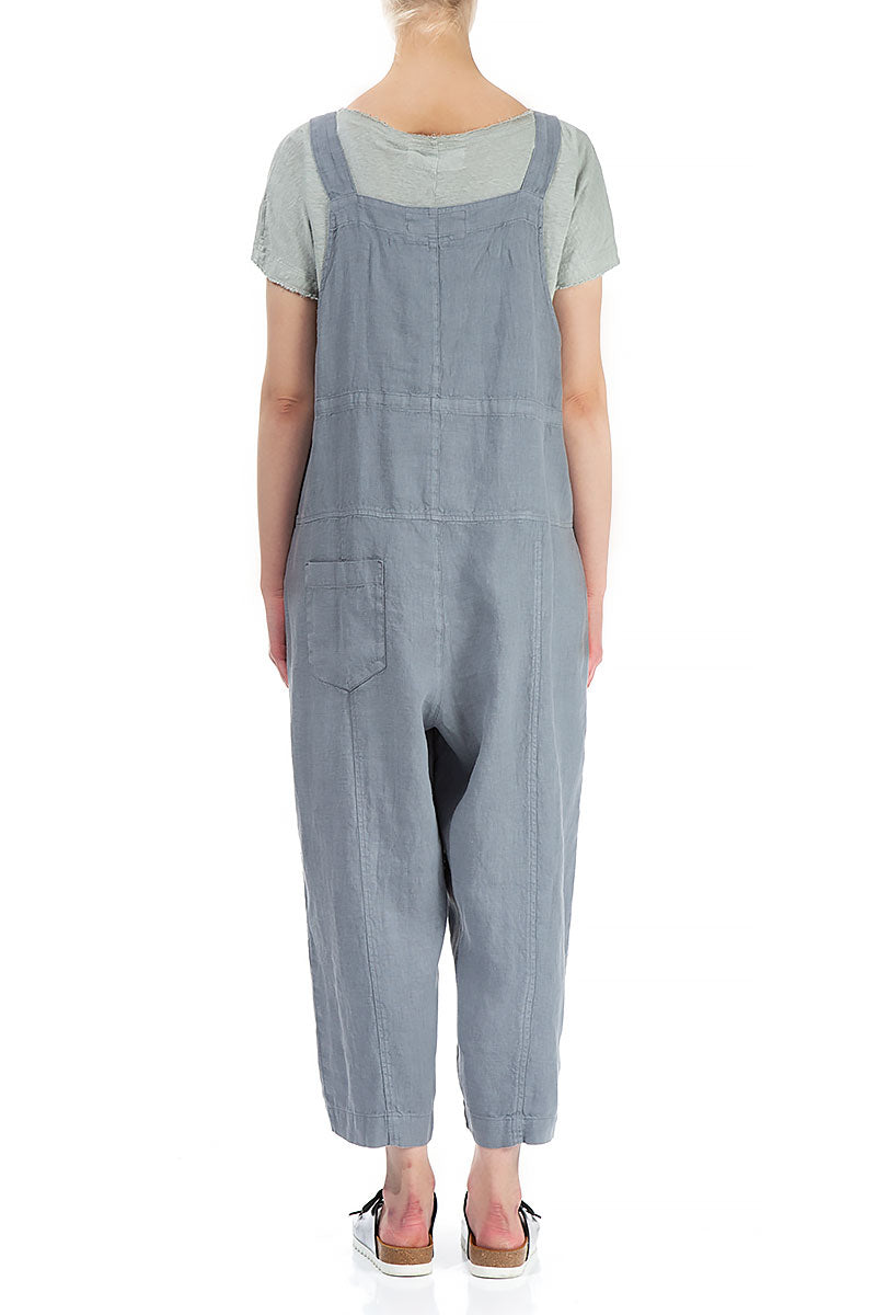 Strappy Storm Grey Linen Jumpsuit