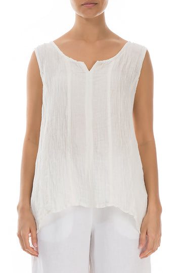 Sweetheart Neck Crinkled White  Silk Top