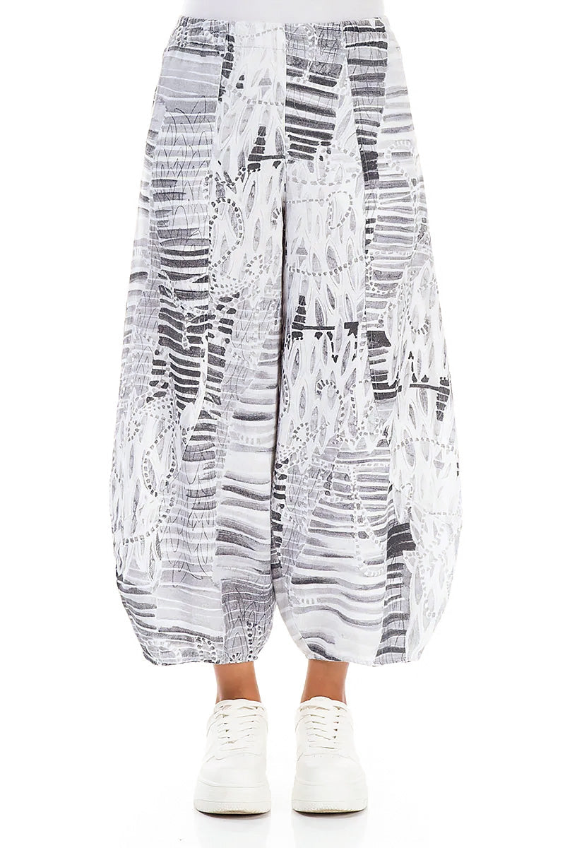 Taper Cropped Wide White Serenity Linen Trousers 1