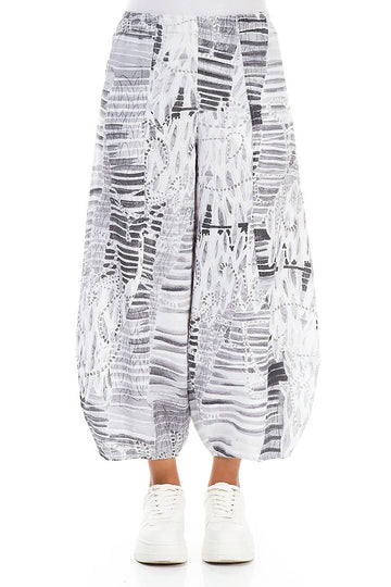 Taper Cropped Wide White Serenity Linen Trousers 1