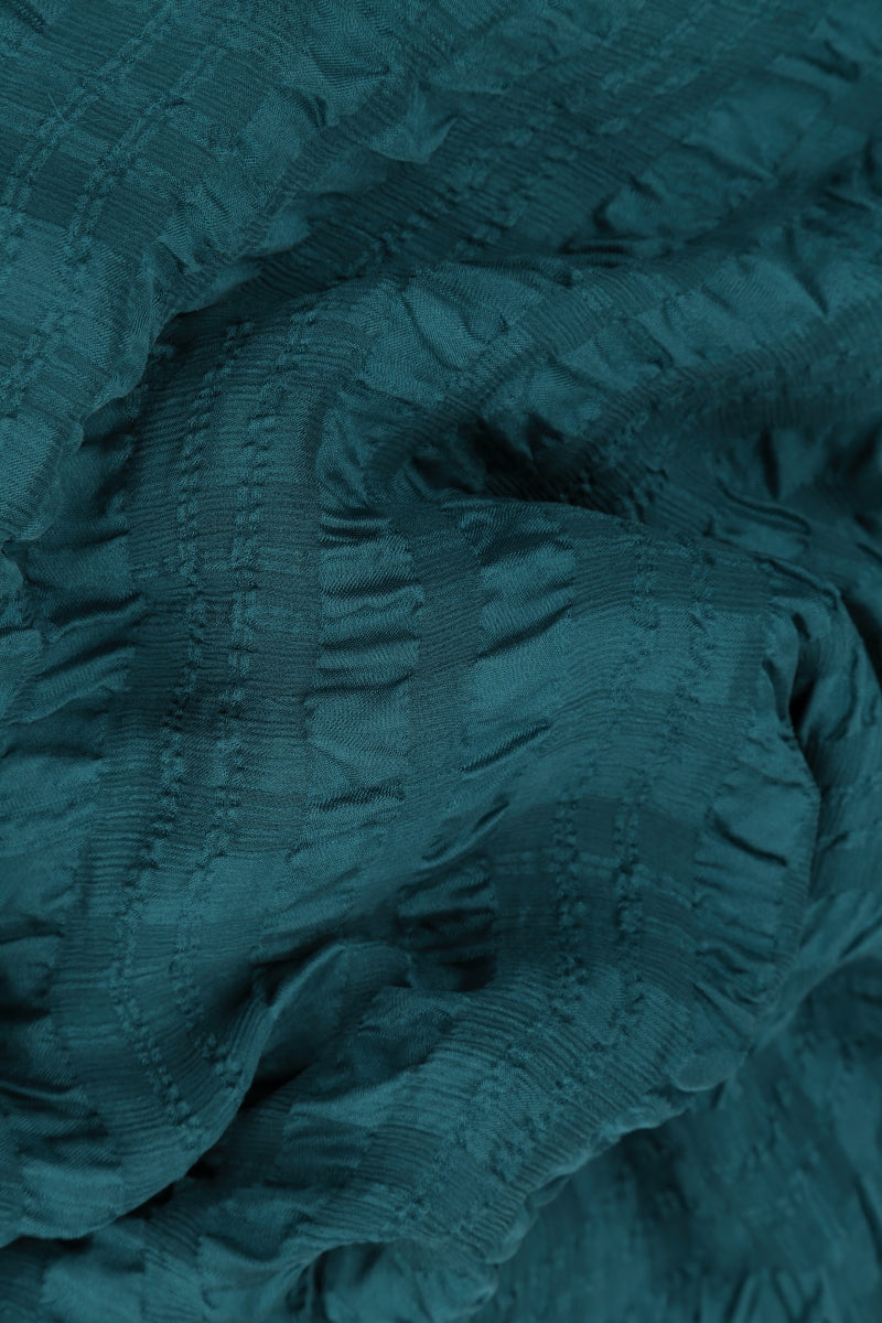 Textured Dark Teal Silk Blouse