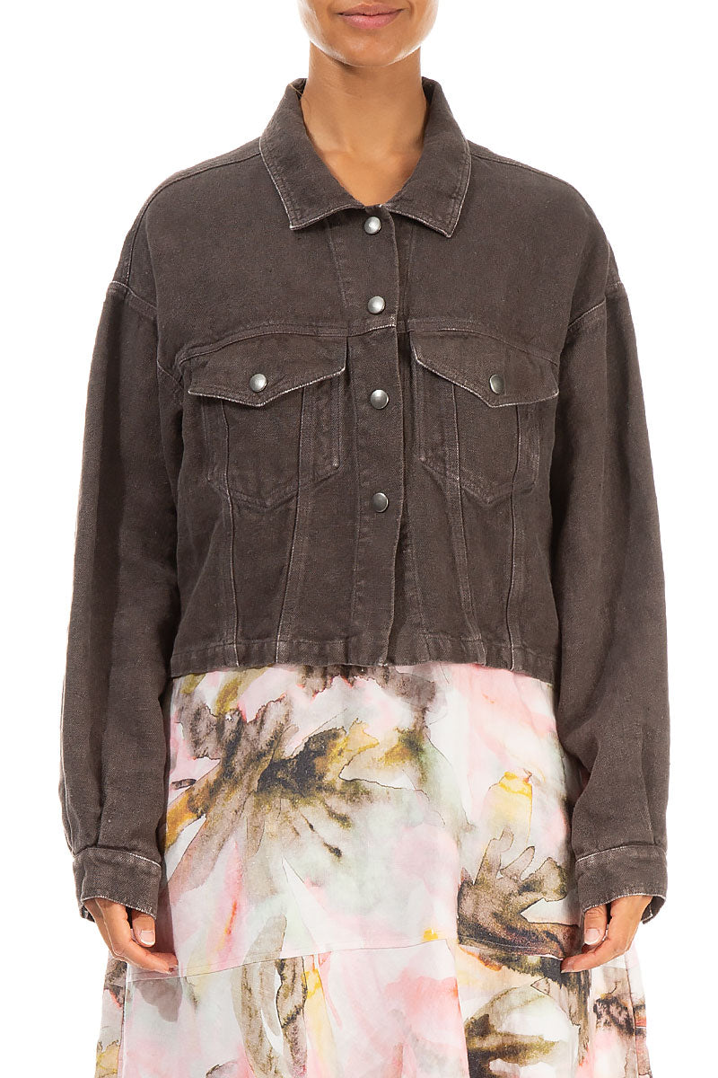Truffle Off-Dye Linen Trucker Jacket