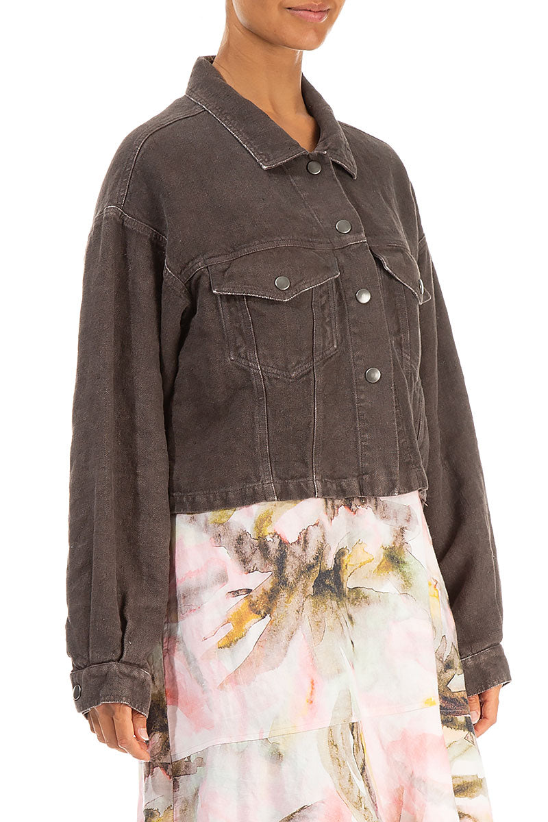 Truffle Off-Dye Linen Trucker Jacket