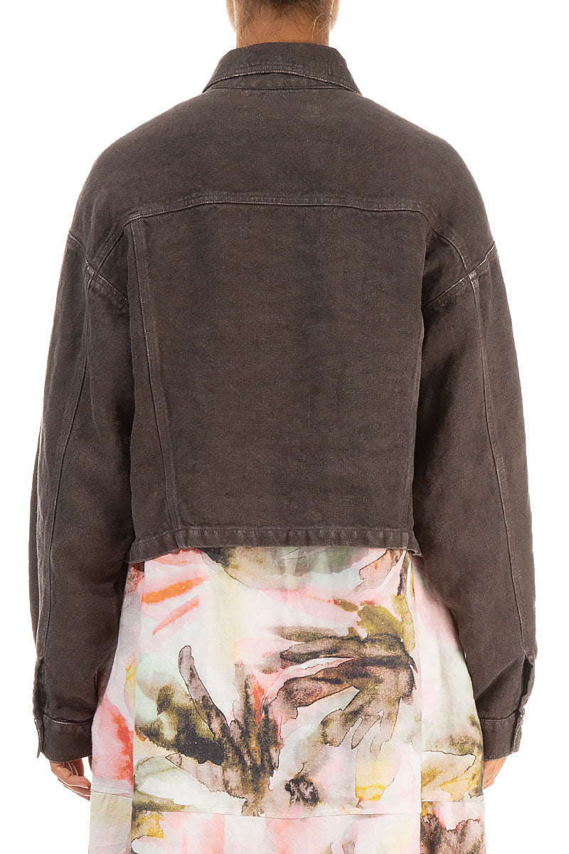 Truffle Off-Dye Linen Trucker Jacket