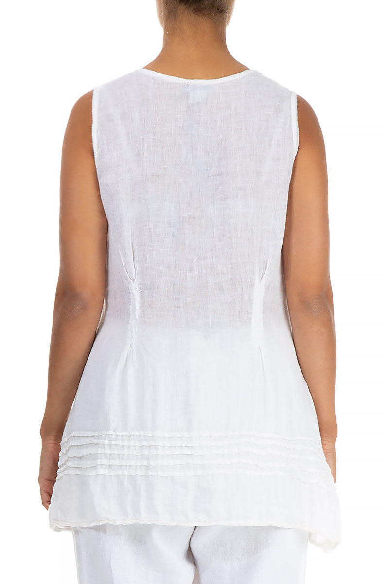 Tuck Hem White Linen Tunic