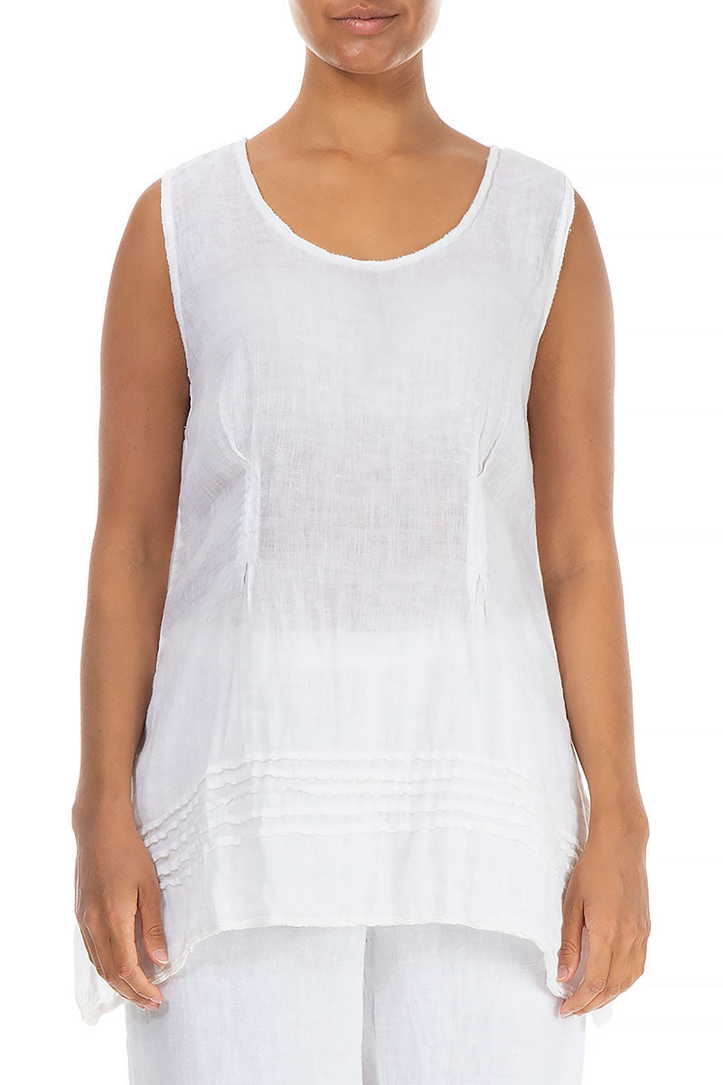 Tuck Hem White Linen Tunic