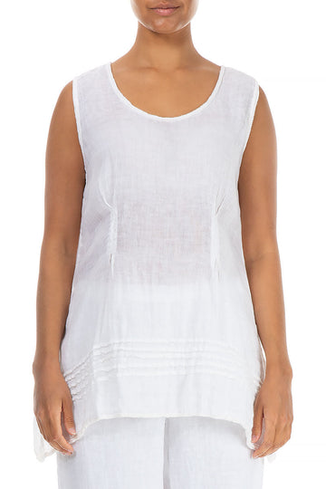 Tuck Hem White Linen Tunic