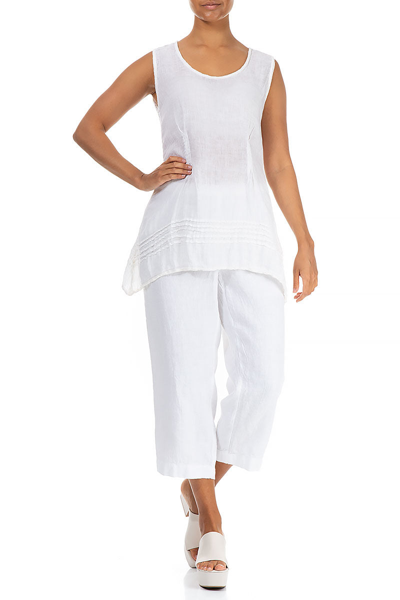 Tuck Hem White Linen Tunic