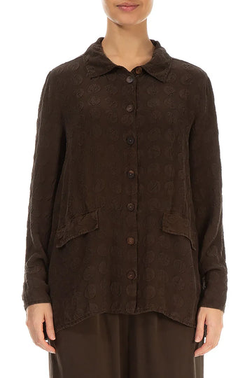 Two Pockets Forest Brown Bubble Silk Shirt 1