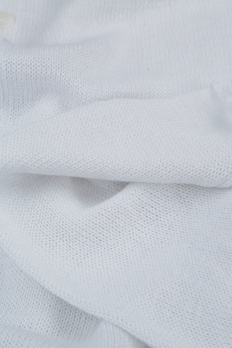 Two Pockets White Linen Jumper