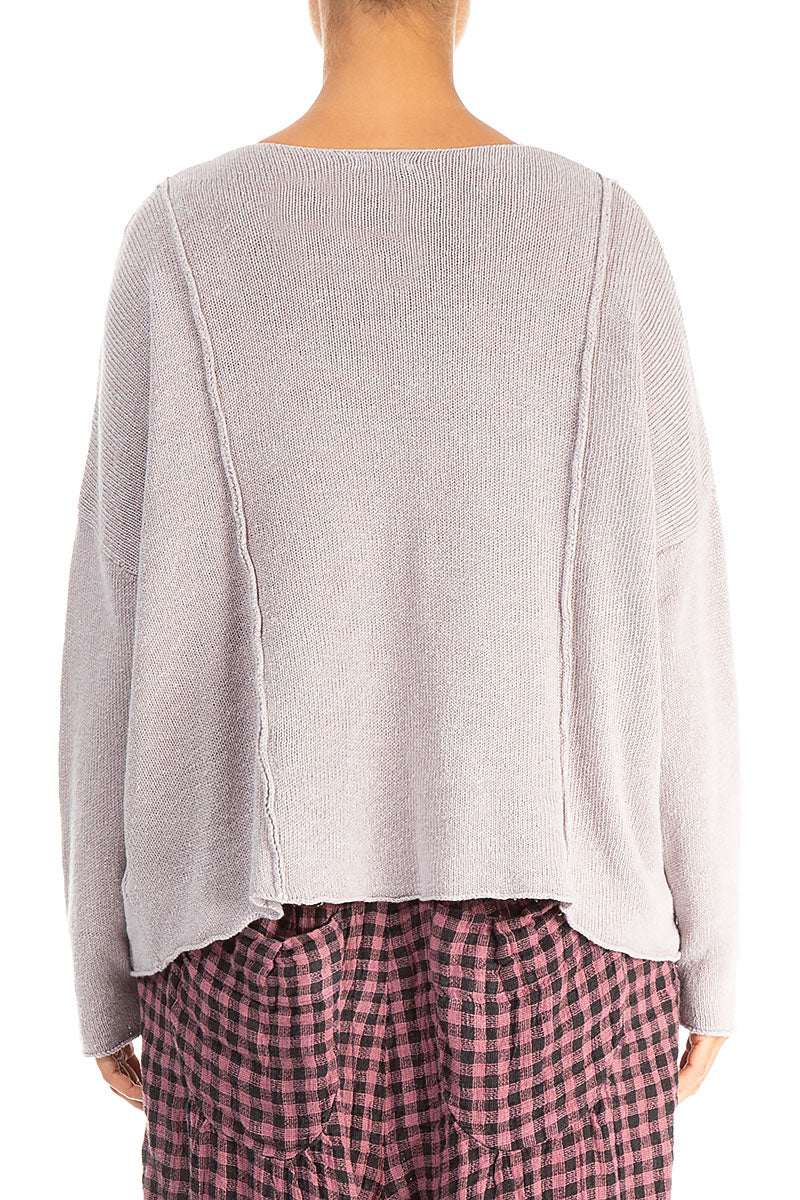 V-Neck Greige Linen Jumper