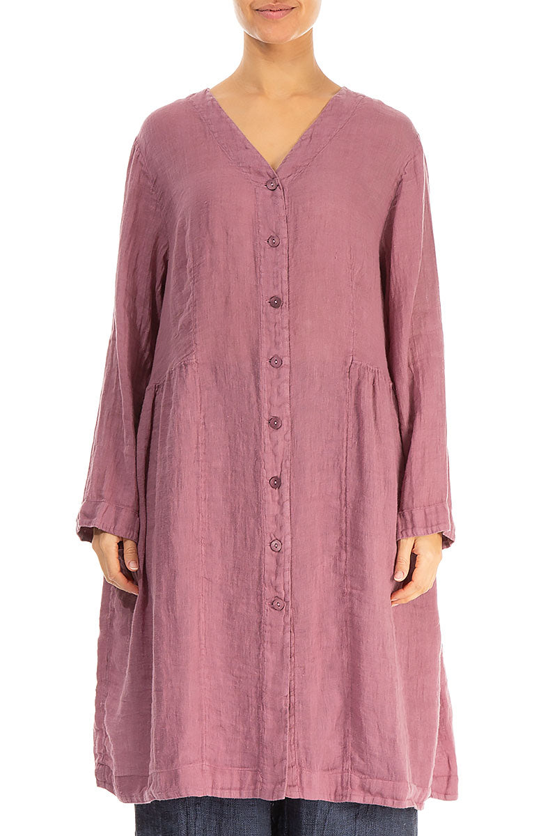 V-Neck Mauve Taupe Gauze Linen Jacket 1