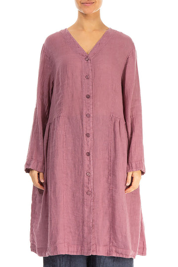 V-Neck Mauve Taupe Gauze Linen Jacket 1
