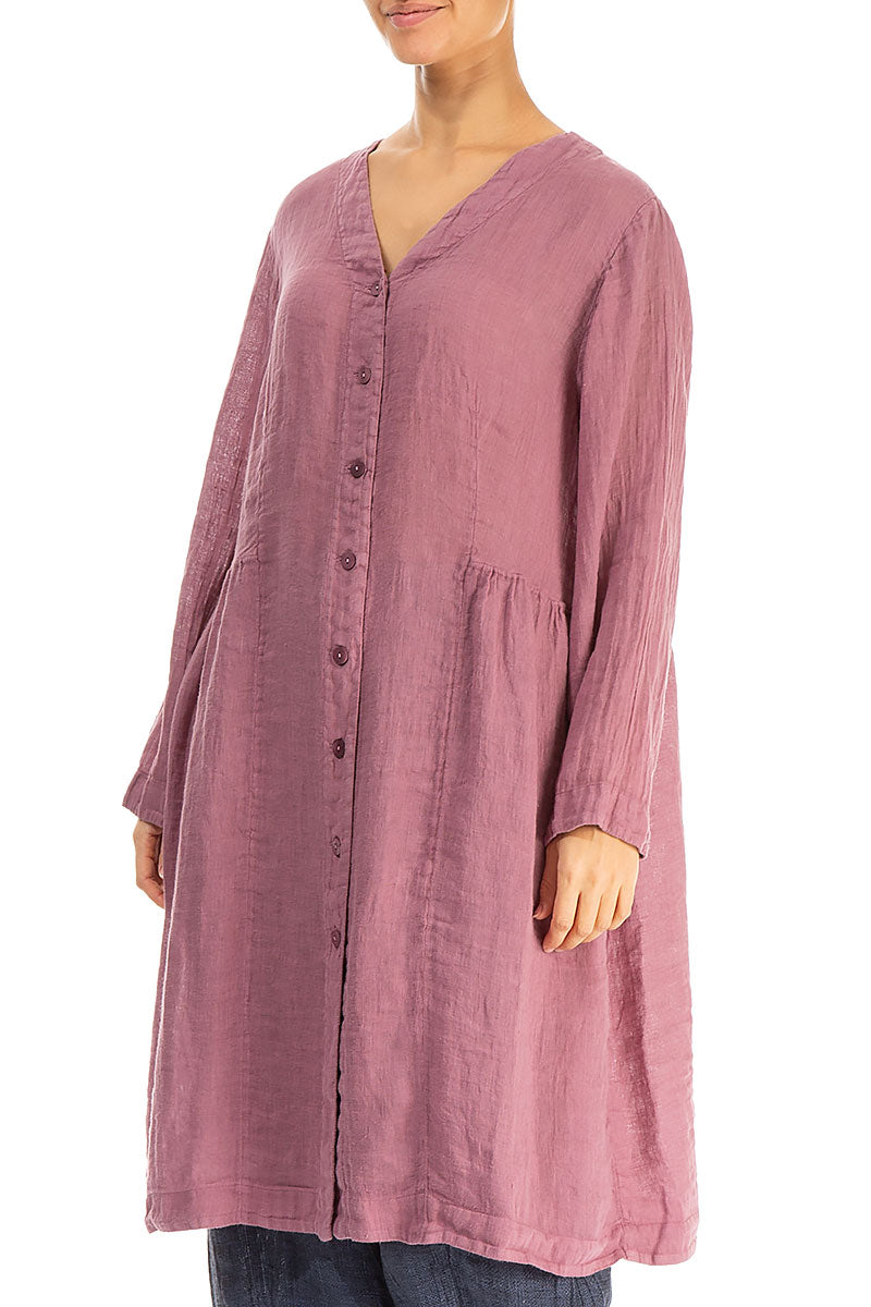V-Neck Mauve Taupe Gauze Linen Jacket 3