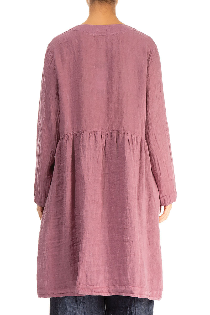 V-Neck Mauve Taupe Gauze Linen Jacket 2