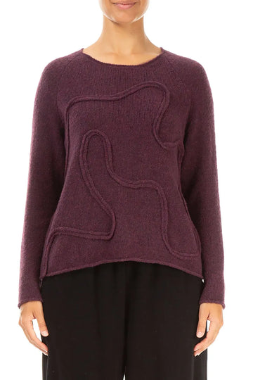 Wavy Seam Mulberry Wool Sweater 1
