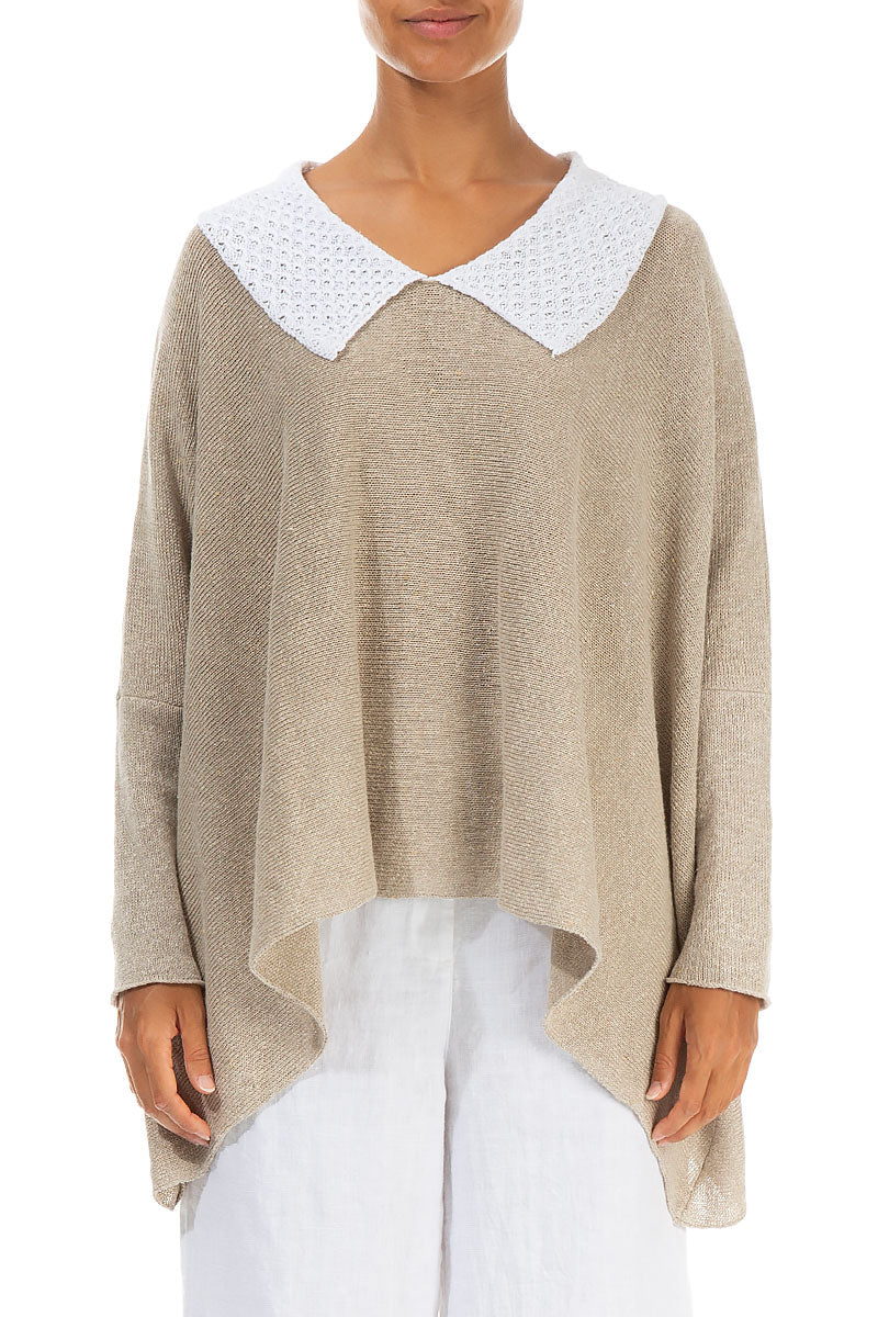 White Collar Natural Linen Jumper