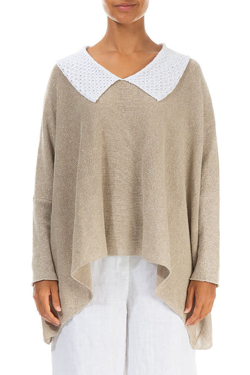 White Collar Natural Linen Jumper