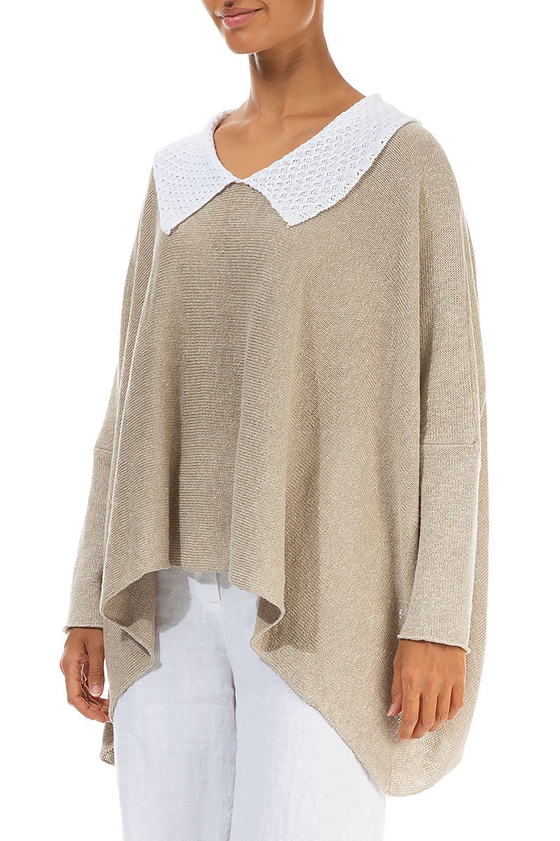 White Collar Natural Linen Jumper