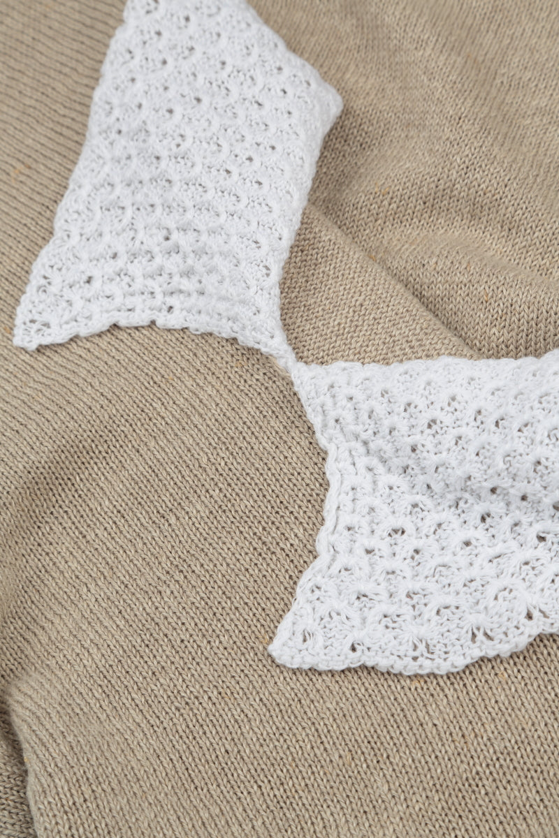 White Collar Natural Linen Jumper