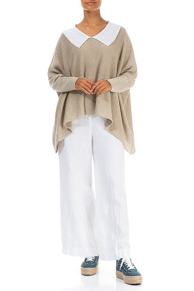 White Collar Natural Linen Jumper